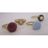 4 ladies gold rings to include amethyst & sapphire