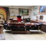 Large bespoke built model tug boat with motor - Length approx 145cm (More details with lot)