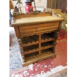 Decorative pine wine rack with drawer - H: 99cm W: 84cm D: 37cm