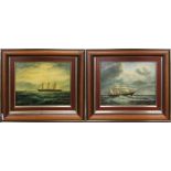 Pair of small oils on board - Ships - attributed to François-Thomas-Louis Francia (1772-1839)