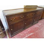 Large George III cupboard dresser base - H: 91cm W: 182cm D: 50cm