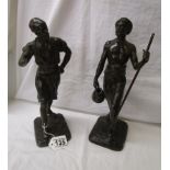 Pair of 19C bronzed figures - Arab gentlemen
