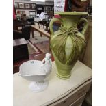Italian cherub bowl & large decorative vase