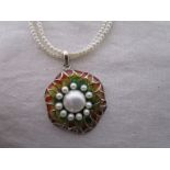 Pearl & enamel necklace