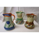 3 hand painted Myott jugs