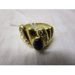18ct gold cabochon sapphire & diamond set ring
