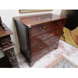 Antique mahogany chest of drawers on bracket feet - H: 87cm W: 92cm D: 49cm