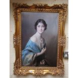 Oleograph - Queen Mother in ornate gilt frame