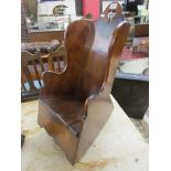 Early mahogany child's commode rocking chair - H: 70cm