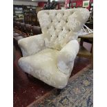 Reproduction Victorian button-back armchair
