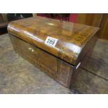 Victorian walnut writing box with Tunbridge banding and 2 secret drawers