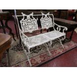 Painted French metal garden bench