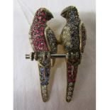 Gold, ruby & diamond parrot brooch
