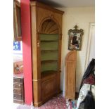 Antique pine open corner cupboard with spare doors - H: 229cm