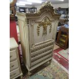French painted & gilded cabinet - H: 179cm W: 86cm D: 55cm