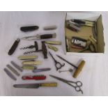 Collection of pocket knives & corkscrews