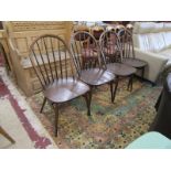 Set of 4 Ercol stick back chairs