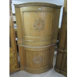 2 large bow fronted pine cupboards - H: 89cm W:104cm D: 62cm - Estimate £150 - £200