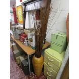 Large bamboo vase with grasses