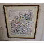 L/E & blind stamped map of Gloucestershire - Meeting Places of the Fox Hounds