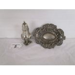 Silver bon bon dish and silver pepper pot