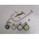 Collection of 4 silver fob watches