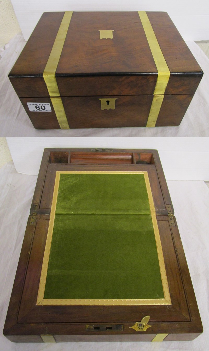 Mahogany brass banded writing box