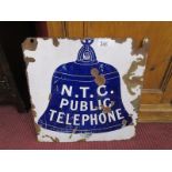 Enamel sign - N.T.C. Public Telephone - Double sided (48cm x 48cm)