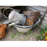 2 tin baths, watering can etc