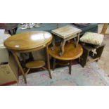 Collection of furniture to include stools and tables