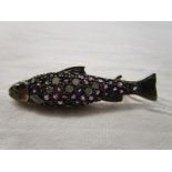 Amethyst & diamond salmon brooch