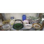 Shelf of collectables to include Worcester, Poole, Coalport & Shelley