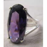 Silver & amethyst set ring