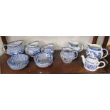 Collection of blue & white china to include graduated jugs