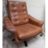 Retro brown leather swivel chair