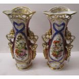 Pair of fine Victorian hand painted vases