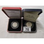2 UK silver proof 50p coins - 1992-3 EU presidency & 1998 EU 25th Anniversary of EEC