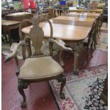 Large quality French wind-out 3 leaf walnut dining table (L: 3.6m) on cabriole legs with 8