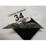 Emerald & diamond RAF brooch