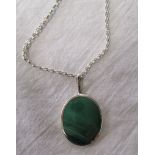 Designer silver agate pendant on silver chain