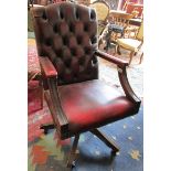 Button back leather office chair