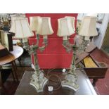 Fine pair of French 4 branch table lamps
