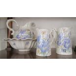Staffordshire jug and bowl together with another pair of jugs