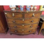 Bow fronted mahogany chest of 2 over 3 drawers