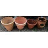 3 terracotta pots and strawberry planter