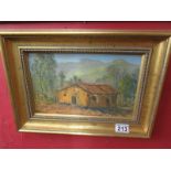 Small oil on board by Peter Gladman - African village scene