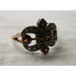 Victorian style garnet & diamond set ring