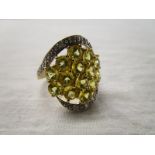 Gold diamond & yellow stone set ring