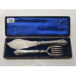 Cased fish serving knife & fork