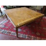 Large square burr walnut coffee table
